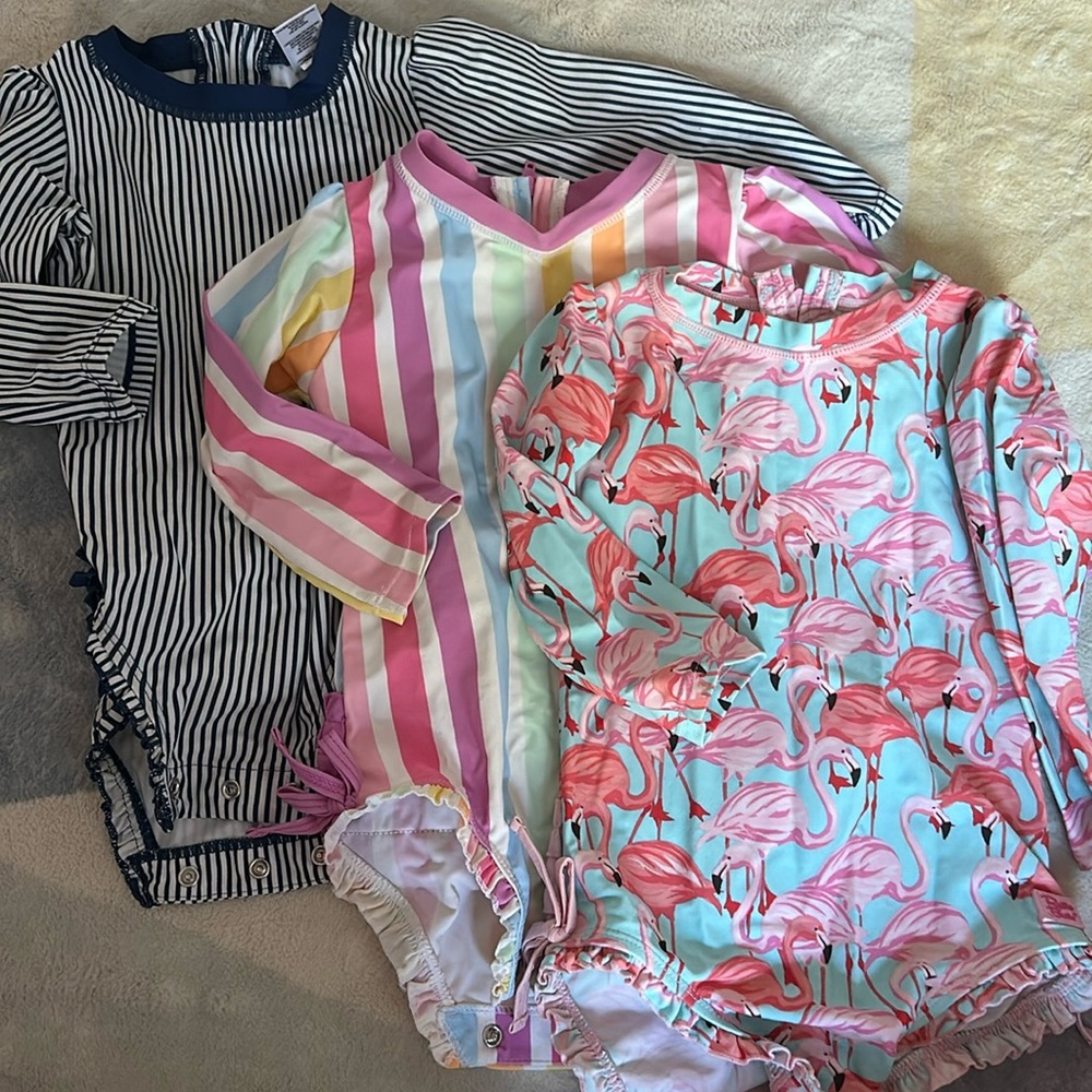 3 like new ruffle butts swimsuits! No flaws. Super cute!